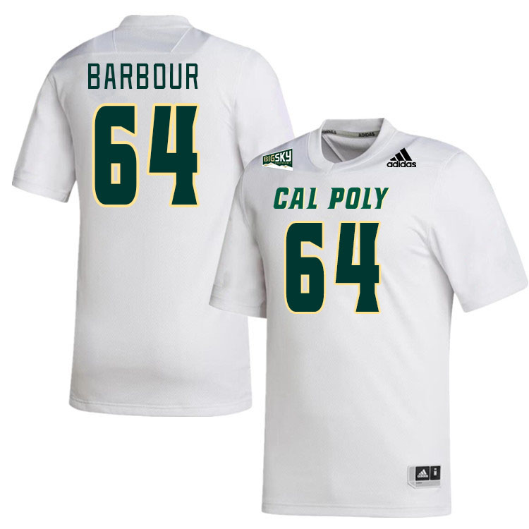 Men-Youth #64 Mason Barbour Cal Poly Mustangs 2023 College Football Jerseys Stitched-White